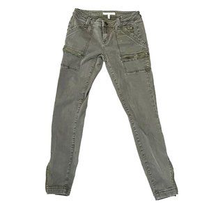 Joie Army Green Cargo Jeans - Zippers on Ankle - High-Rise Park Skinny Pants